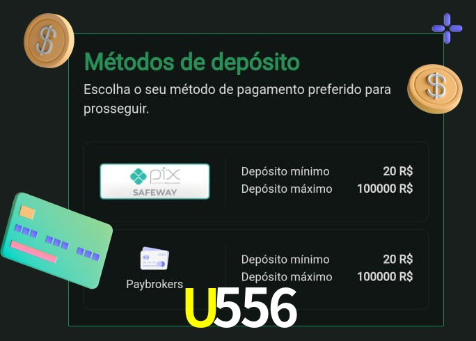 O cassino U556 oferece uma grande variedade de métodos de pagamento